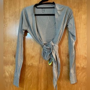 Nike Gray Cross-Front Long Sleeve Top